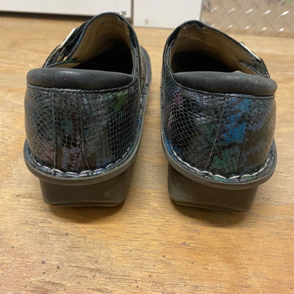 Alegria Rainbow Clog Shoes Leather Snakeskin Multicolor Loafer Sz EU 40 / US 9 - Picture 7 of 11